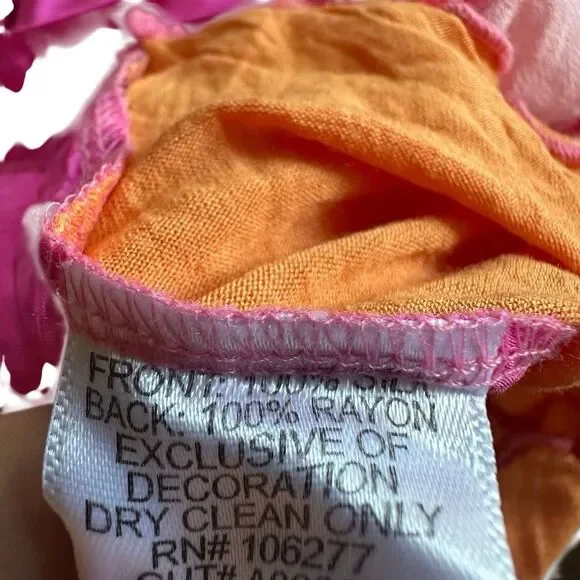 Hale Bob Silk Beaded Floral Cami Top Pink Orange Women’s M NEW - Picture 7 of 7